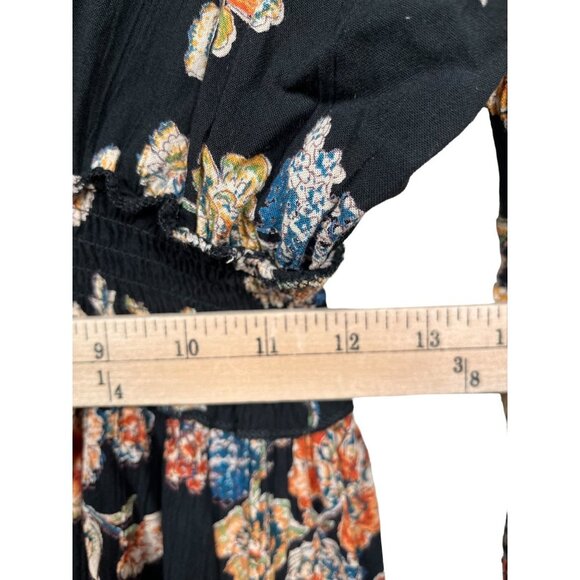 ANGIE flowy Boho Floral High low Smocked midi dress sz M - Picture 6 of 10